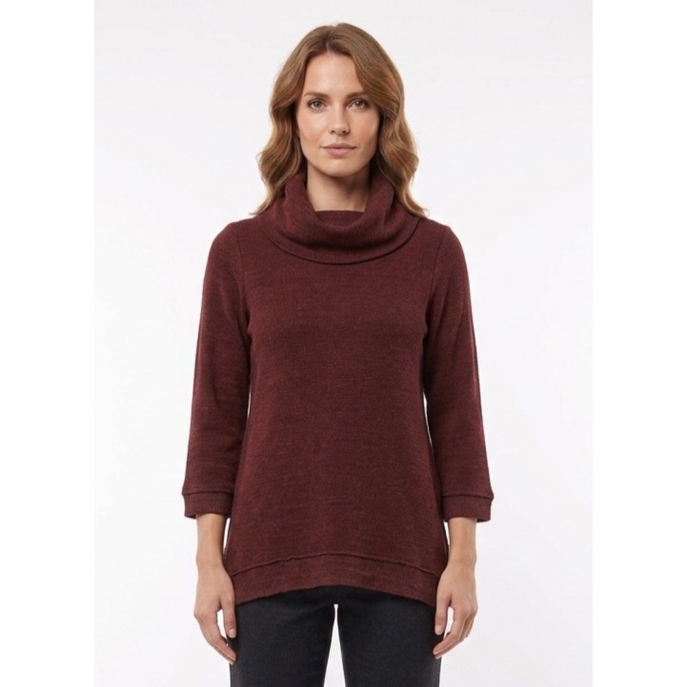 Maeve by Anthropologie Sweater Womens S Burgundy Tight Knit Cowl Neck Pullover